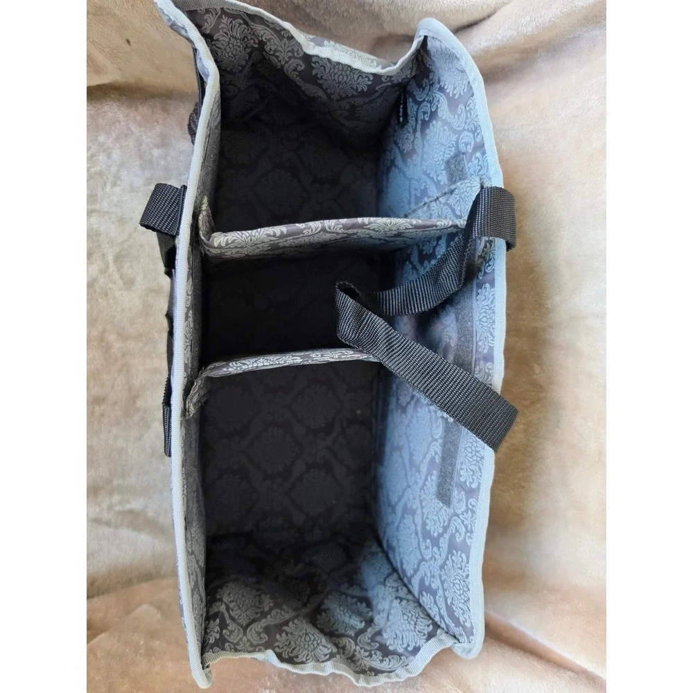Mary Kay Consultant Organizer Tote Bag Grey Damask Mesh Pockets Travel Caddy